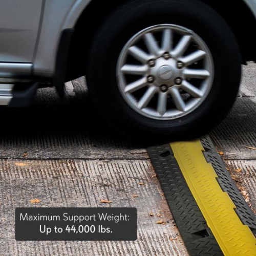 Pyle Safety Cable Protector Cover Ramp/Track, Flip-Open Access Lid, Dual Channel,