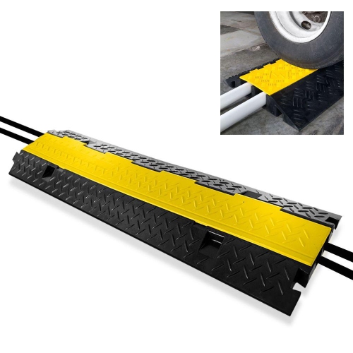 Pyle Safety Cable Protector Cover Ramp/Track, Flip-Open Access Lid, Dual Channel,