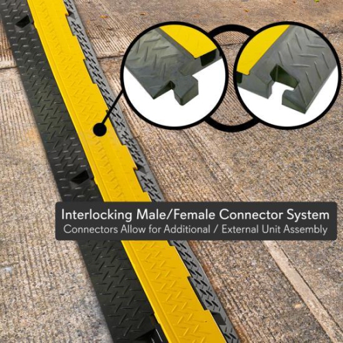 Pyle Cable Safety Protector Cover Ramp/Track, Flip-Open Access Lid, 3 Channels,