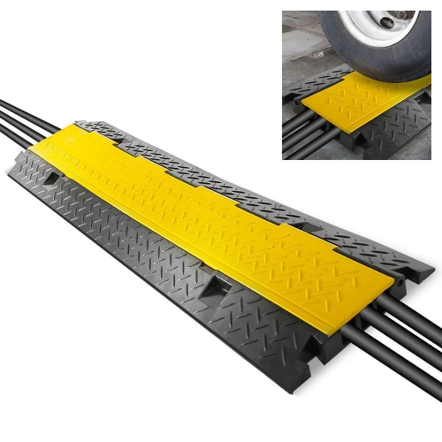 Pyle Cable Safety Protector Cover Ramp/Track, Flip-Open Access Lid, 3 Channels,