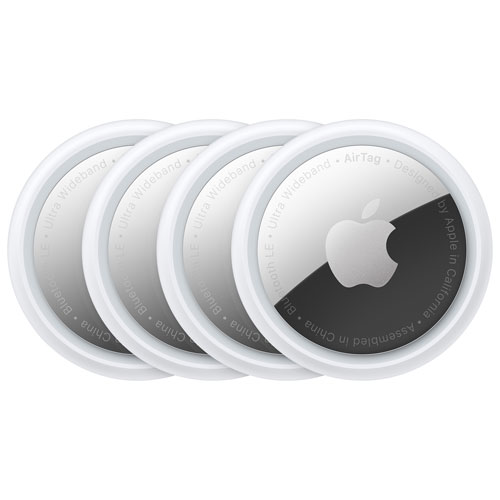 Dispositif de repérage d'article Bluetooth AirTag d'Apple - Ensemble de 4 - Blanc
