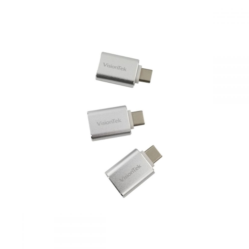 VISIONTEK  USB-C to USB-A Male Or Female 3 Pack Adapters - Gray (901224)