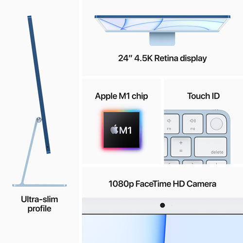 Apple iMac 24" (Spring 2021) - Silver (Apple M1 Chip / 8-Core GPU / 256GB SSD / 8GB RAM) - English