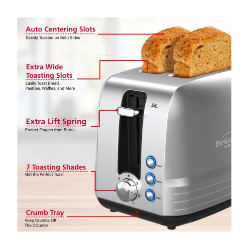 Brentwood Stainless Steel 2-Slice Toaster