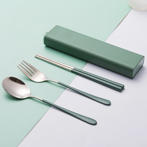 Case Chideno Portable Cutlery Travel Flatware Set Her Camp Japanese Chopstick Korean Gift Him Green Stainless Steel Spoon- Fork