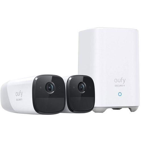 Système de surveillance sans fil eufyCam 2 Pro avec 2 caméras compactes 2K - Blanc