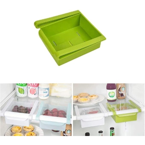 2 Pack Retractable Drawer Refrigerator Storage Box, Unique Design Pull Out Bins, Fridge Shelf Holder Storage Box, Small Size, Fit for Fridge Shelf