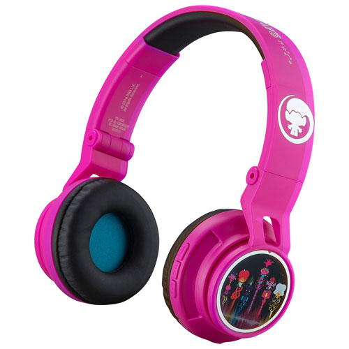 KIDdesigns Trolls Over-Ear Noise Cancelling Bluetooth Kids Headphones - Purple