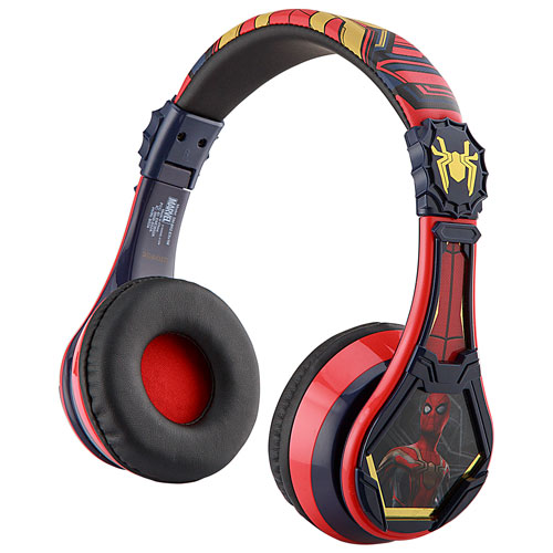 Casque d'écoute Bluetooth pour enfants à suppression du bruit Spider-Man de KIDdesigns - Rouge