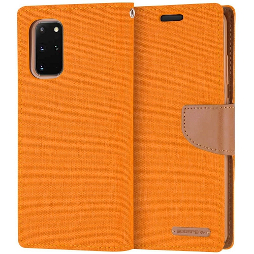 Étui à rabat TopSave Goospery CANVAS Card Slot Fabric Folio Wallet pour Samsung A52 5G 6.5", orange