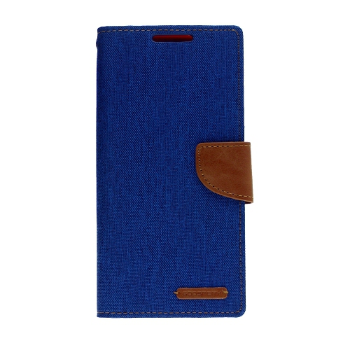 GOOSPERY  Topsave Canvas Card Slot Fabric Folio Wallet Flip Case for Samsung A32 5G 6.5" In Blue