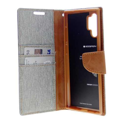 TopSave Goospery CANVAS Card Slot Fabric Folio Wallet Flip Case For Samsung A32 5G 6.5", Gray