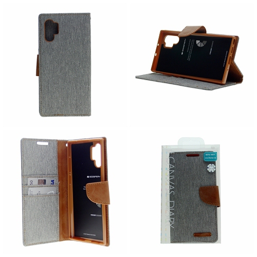 TopSave Goospery CANVAS Card Slot Fabric Folio Wallet Flip Case For Samsung A32 5G 6.5", Gray