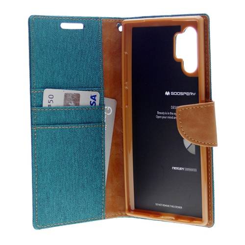 TopSave Goospery CANVAS Card Slot Fabric Folio Wallet Flip Case For Samsung A32 5G 6.5", Green