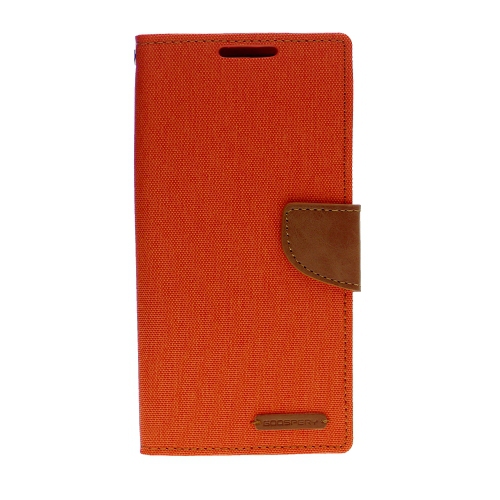GOOSPERY  Topsave Canvas Card Slot Fabric Folio Wallet Flip Case for Samsung A32 5G 6.5" In Orange