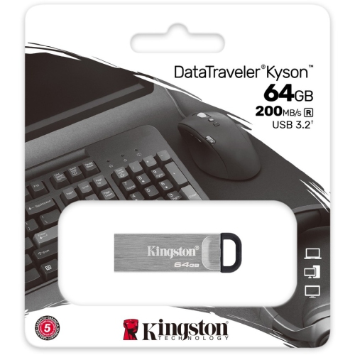 Kingston DataTraveler Kyson 64GB USB 3.2 Gen 1 Type A Flash Drive -