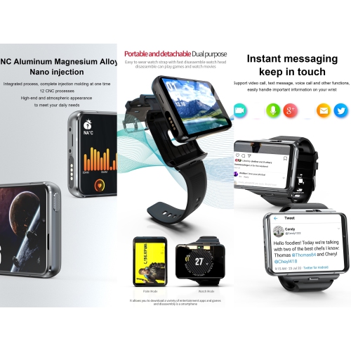 ISPEKTRUM iS999 Android Smartwatch, 2.8” Screen Dual Camera 4GB+64GB,2300 mAh Battery Waterproof 4G/LTE Call GPS WiFi, Sports Mode Fitness Tracker