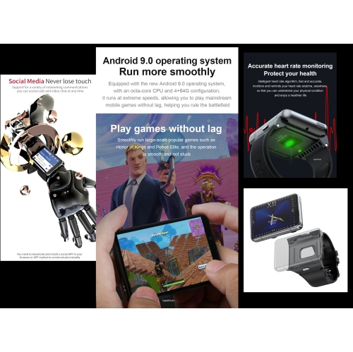 ISPEKTRUM iS999 Android Smartwatch, 2.8” Screen Dual Camera 4GB+64GB,2300 mAh Battery Waterproof 4G/LTE Call GPS WiFi, Sports Mode Fitness Tracker