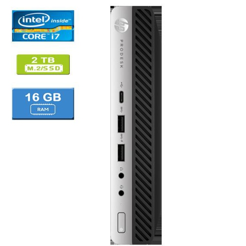 HP EliteDesk 800 G4 Mini Desktop - Intel Core i7-8700T, 16GB Memory, 2TB SSD, Win 10 Pro by HP - Refurbished condition - Image 2