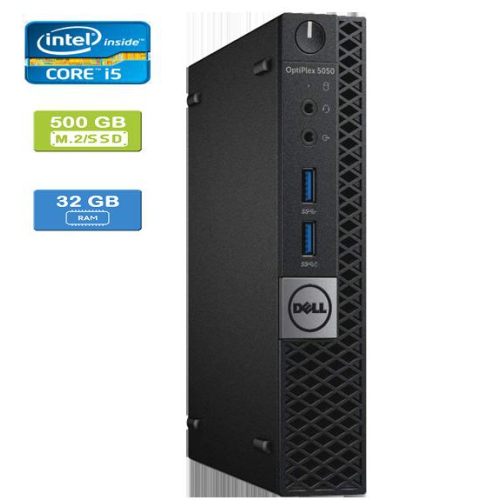 Remis à neuf: DELL 5050 MICRO Intel Core i5-7600T 2.80 GHz, 32GB, M.2/500GB SSD, Win 10 Pro