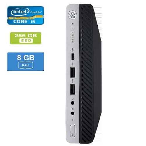 HP EliteDesk 800 G3 Mini Desktop - Intel Core i5-7500T, 8GB Memory, 256GB SSD, Win 10 Pro by HP - Refurbished condition - Image 2