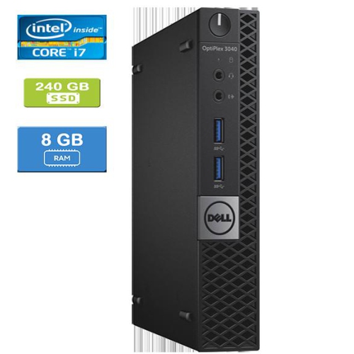 Refurbished - DELL 3040 MICRO Intel Core i7-6700 3.40 GHz, 8GB, 240GB SSD, Win 10 Home