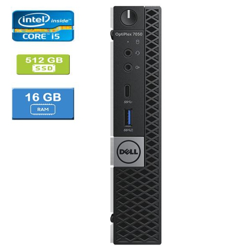 Refurbished - DELL 7050 MICRO Intel Core i5-6500T 2.50 GHz, 16GB, 512GB SSD, Win 10 Pro