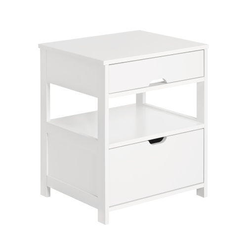 SOBUY  Beside Table With 1 Drawers, Night Table Stand Lamp Table End Table Side Table, Frg258-W- In White