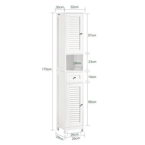 Meuble Colonne de Salle de Bain Armoire haute Meuble rangement FRG236-W SoBuy