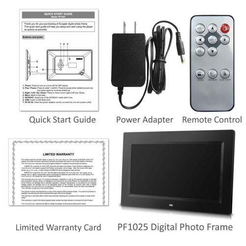 Sungale 10-in Digital Photo Frame - 1024x600 LCD, USB & SD Card Ports- w/ Sleek Design & Great Display Clarity - Black