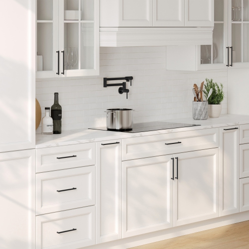 Asti Two Handles Wall Mount with Single Hole Matte Black Pot Filler K-145N