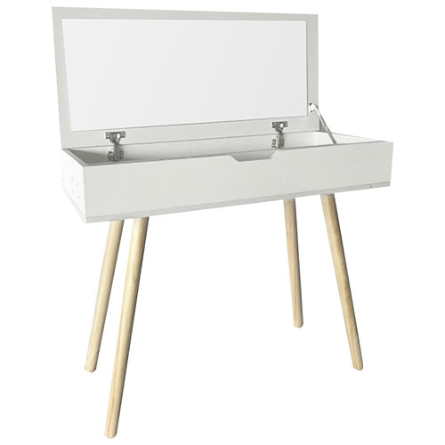 Modern 35.4"W Writing Desk with Storage - White