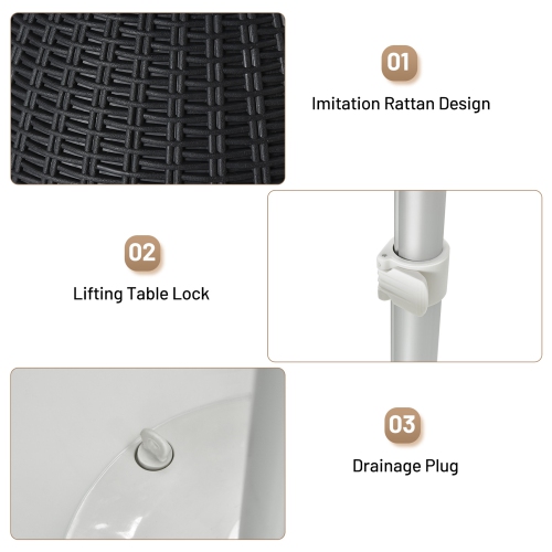 Gymax 8-Gal Patio Ice Cooler Bucket Cool Bar Side Table w/ Retractable Tabletop Black/Brown