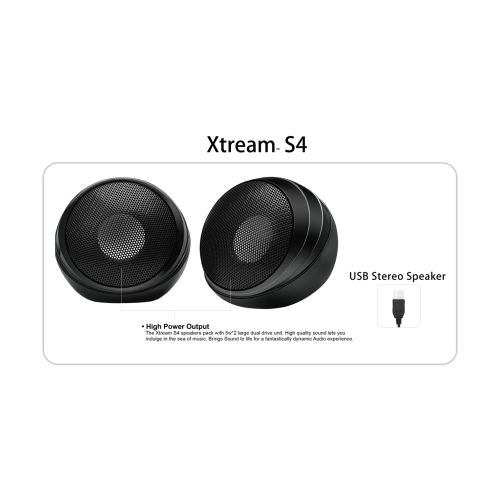 Adesso Xtream S4 2.0 Speaker with Inline Volume Control, Wired USB