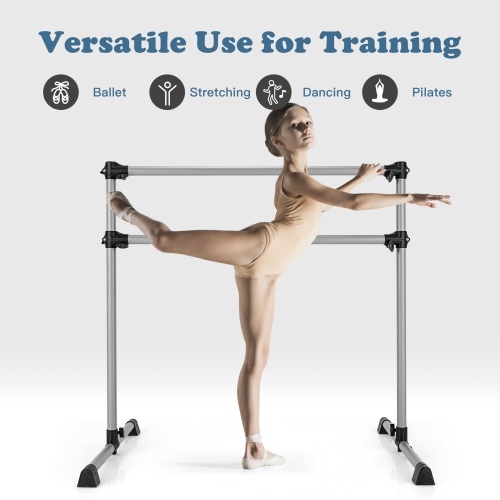 Gymax 4FT Portable Double Freestanding Ballet Barre Dancing Stretching