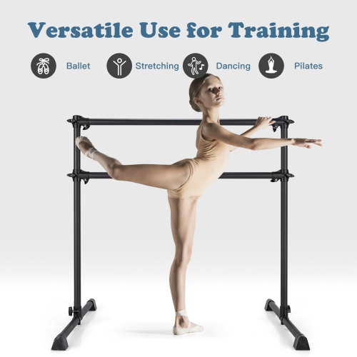 Gymax 4FT Portable Double Freestanding Ballet Barre Dancing Stretching
