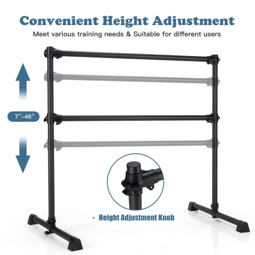 Gymax 4FT Portable Double Freestanding Ballet Barre Dancing Stretching