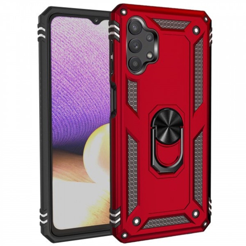 【CSmart】 Anti-Drop Hybrid Magnetic Hard Armor Case with Ring Holder for Samsung Galaxy A32 5G, Red