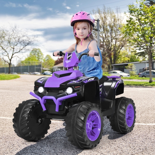 Costway 12V Kids 4-Wheeler ATV Quad Ride On Car w/ LED Lights Music Bluetooth USB