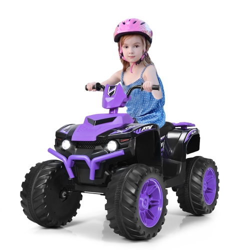 Costway 12V Kids 4-Wheeler ATV Quad Ride On Car w/ LED Lights Music Bluetooth USB