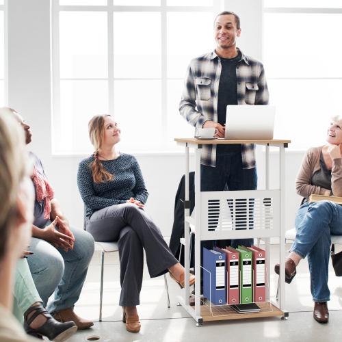 Costway Stand Up Desk Height Adjustable Sit Stand Computer Workstation Standing Desk