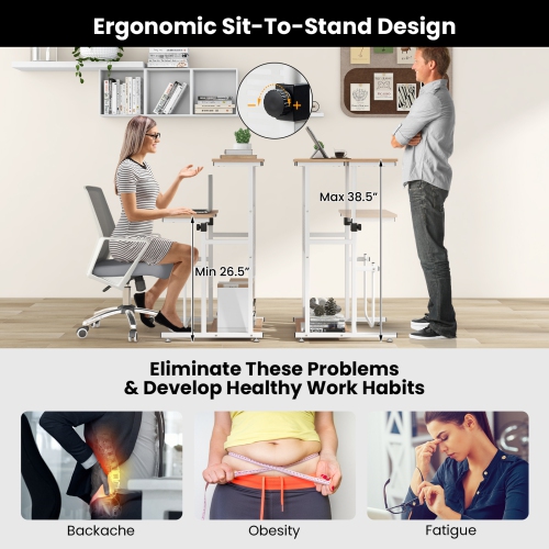 Costway Stand Up Desk Height Adjustable Sit Stand Computer Workstation Standing Desk