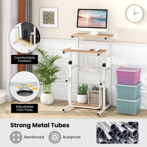 Costway Stand Up Desk Height Adjustable Sit Stand Computer Workstation Standing Desk