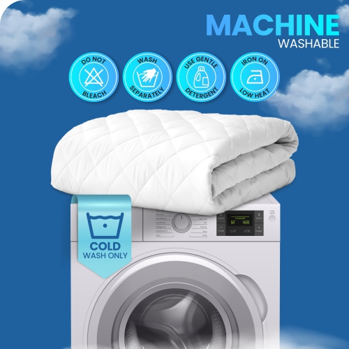 Canadian Linen Fitted Mattress Pad 78"x80"x12" Fill Quilted Mattress Cover Noiseless Soft Quilted Deep Pocket Washable Non Slip Protector Topper, King