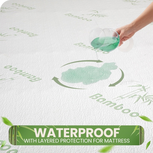 Canadian Linen Bamboo Mattress Pad 39"x80"x18", Fitted Soft Absorbent Washable Breathable Waterproof Noiseless Non Slip Deep Pocket Protector, Twin