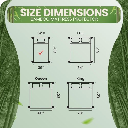 Canadian Linen Bamboo Mattress Pad 39"x80"x18", Fitted Soft Absorbent Washable Breathable Waterproof Noiseless Non Slip Deep Pocket Protector, Twin