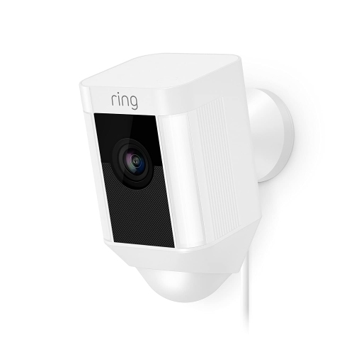 Ring Spotlight Cam Wired HD Security Camera with Built Two-Way Talk and a Siren Alarm, White