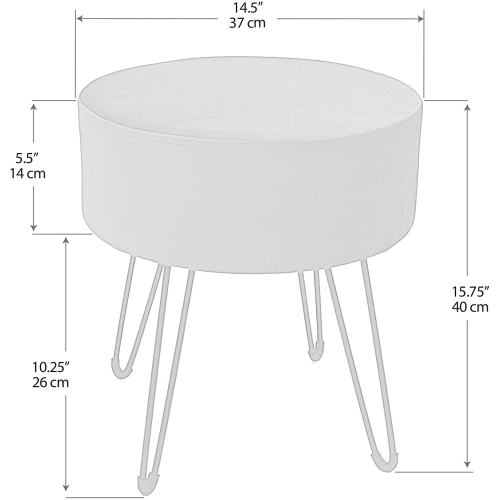 Round Velvet Pouf Ottoman | Footstool | Black