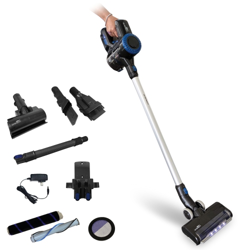 Airstream Stick Vac+ Aspirateur-balai, ultra léger et sans fil - Ultra-puissant - 7 Accessoires - Brosse motorisée - Filtre HEPA - Moteur à induction