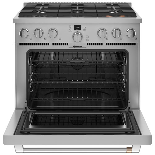 Café 36" 5.7 Cu. Ft. True Convection Freestanding Duel Fuel Air Fry Range - Stainless